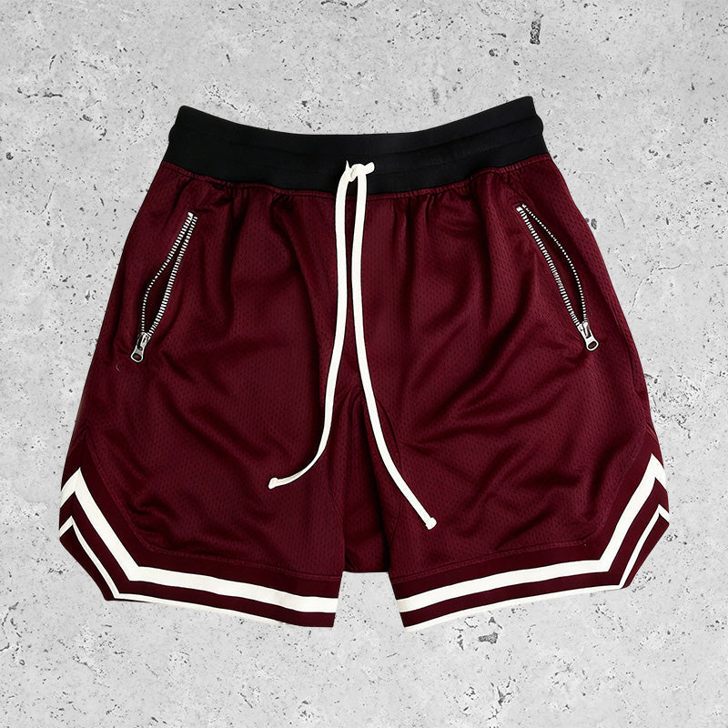 Basic Breathable Beach Mesh Shorts Claret