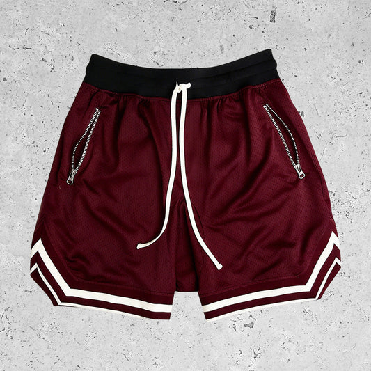 Basic Breathable Beach Mesh Shorts Claret