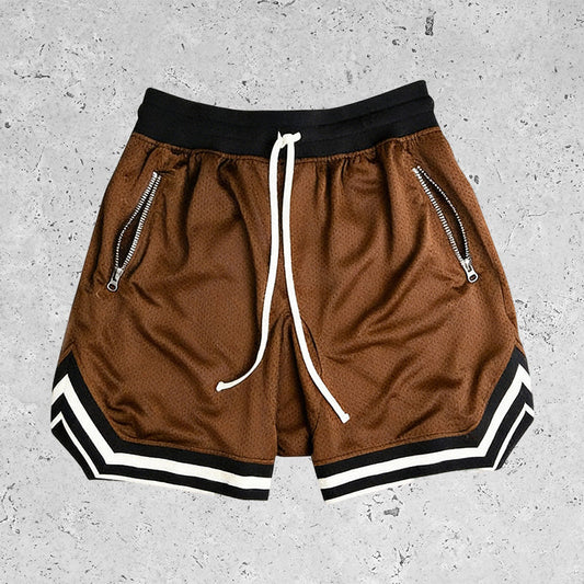Basic Breathable Beach Mesh Shorts Coffee Brown