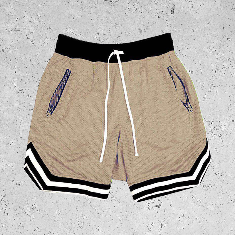 Basic Breathable Beach Mesh Shorts Khaki
