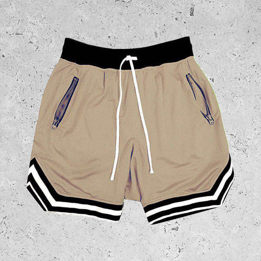 Basic Breathable Beach Mesh Shorts Khaki