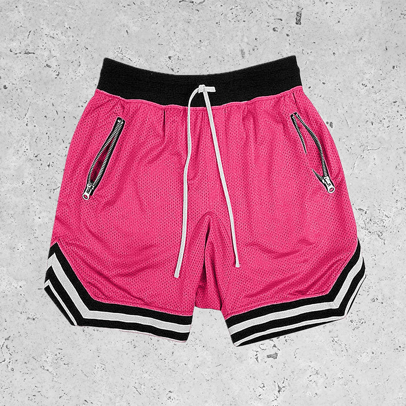 Basic Breathable Beach Mesh Shorts Rose Red