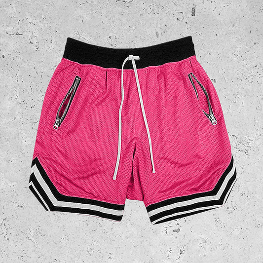 Basic Breathable Beach Mesh Shorts Rose Red